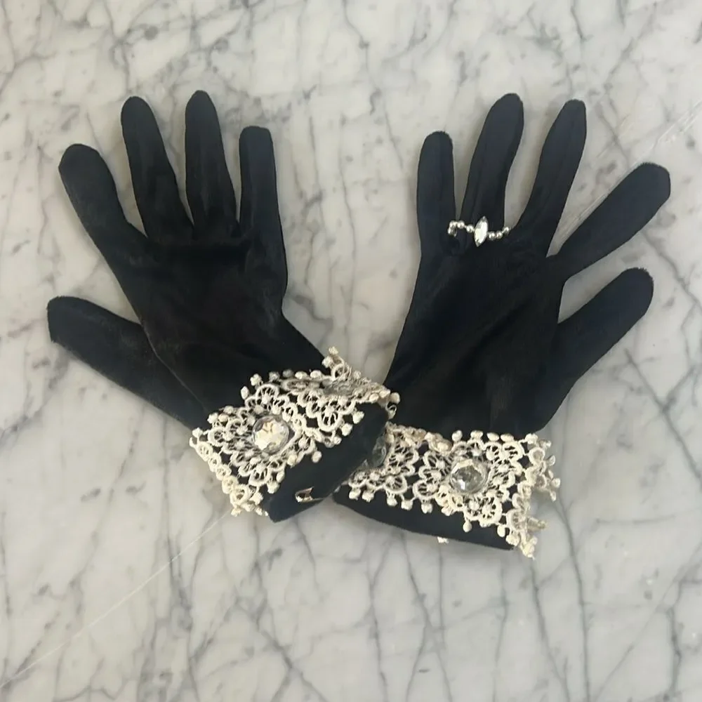 Fancy Gloves with attached bracelet and Ring Womens Gloves